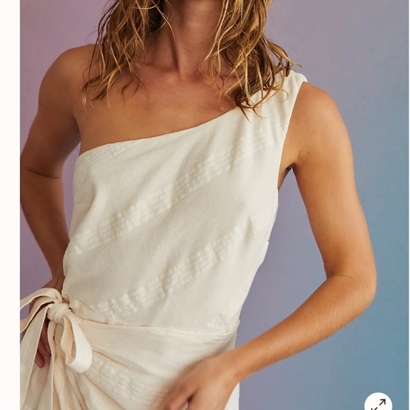 Free People at Leisure Midi Wrap Around Dress White One Strap size S - Picture 3 of 14